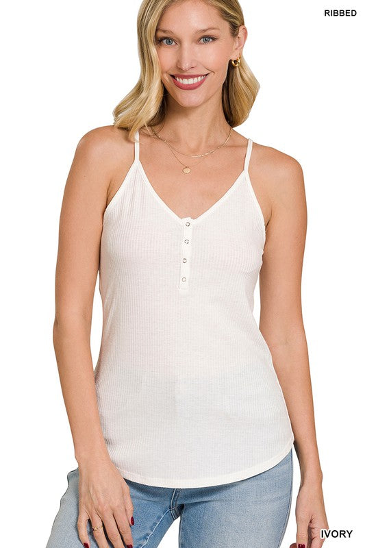 Ribbed Snap Button Cami Top STEAL