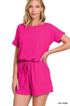 Scoop Neck Short Sleeve Romper