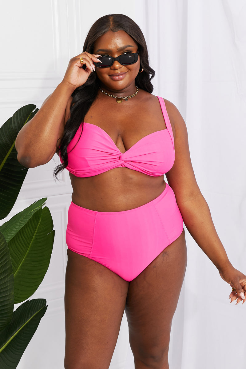 Marina West Swim Twist High-Rise Bikini in Pink