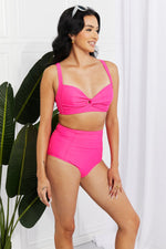 Marina West Swim Twist High-Rise Bikini in Pink