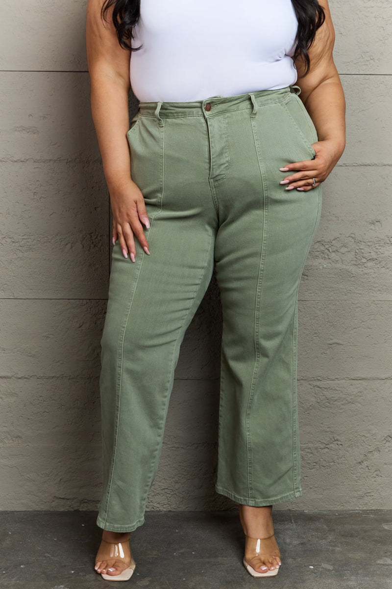 Judy Blue High Waist Straight Fit Jeans in Sage