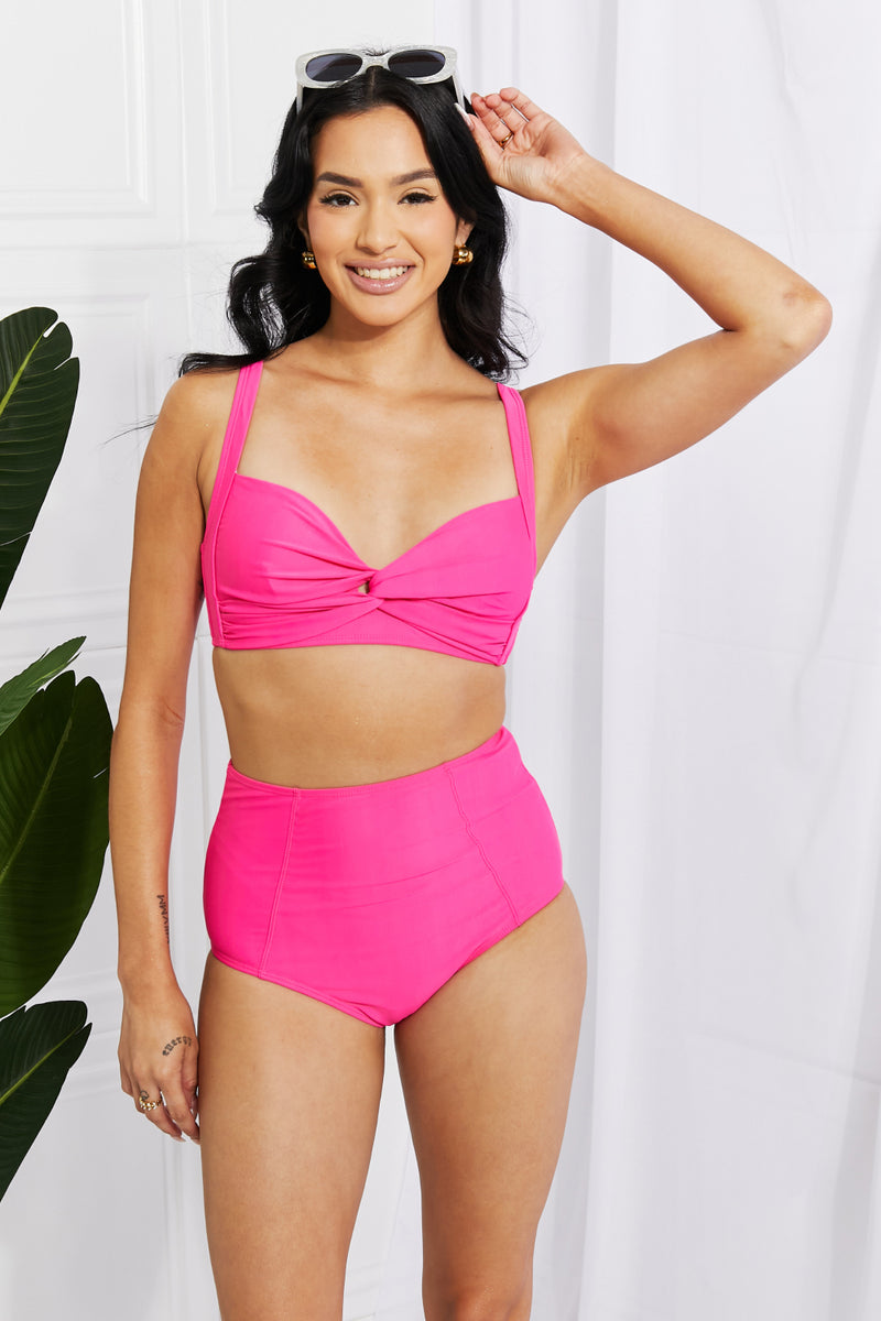 Marina West Swim Twist High-Rise Bikini in Pink
