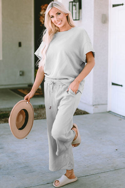 Textured Pants Set