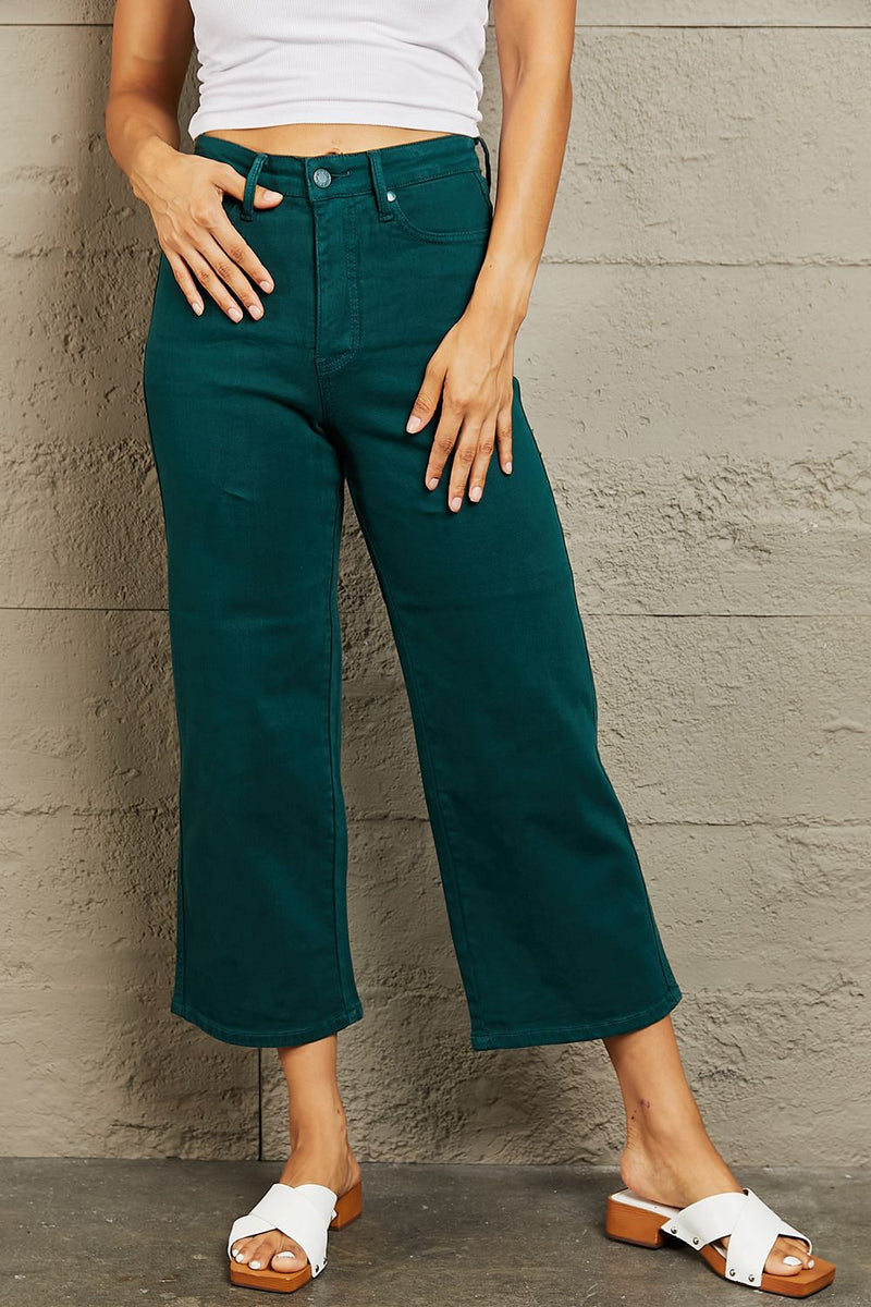 Judy Blue Tummy Control Cropped Wide Leg Jeans