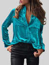 Velvet Button Up Collared Shirt