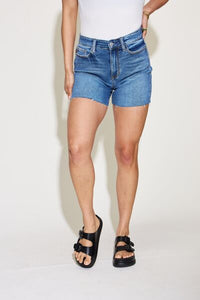 Judy Blue High Waist Raw Hem Denim Shorts