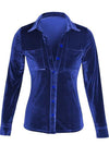 Velvet Button Up Collared Shirt