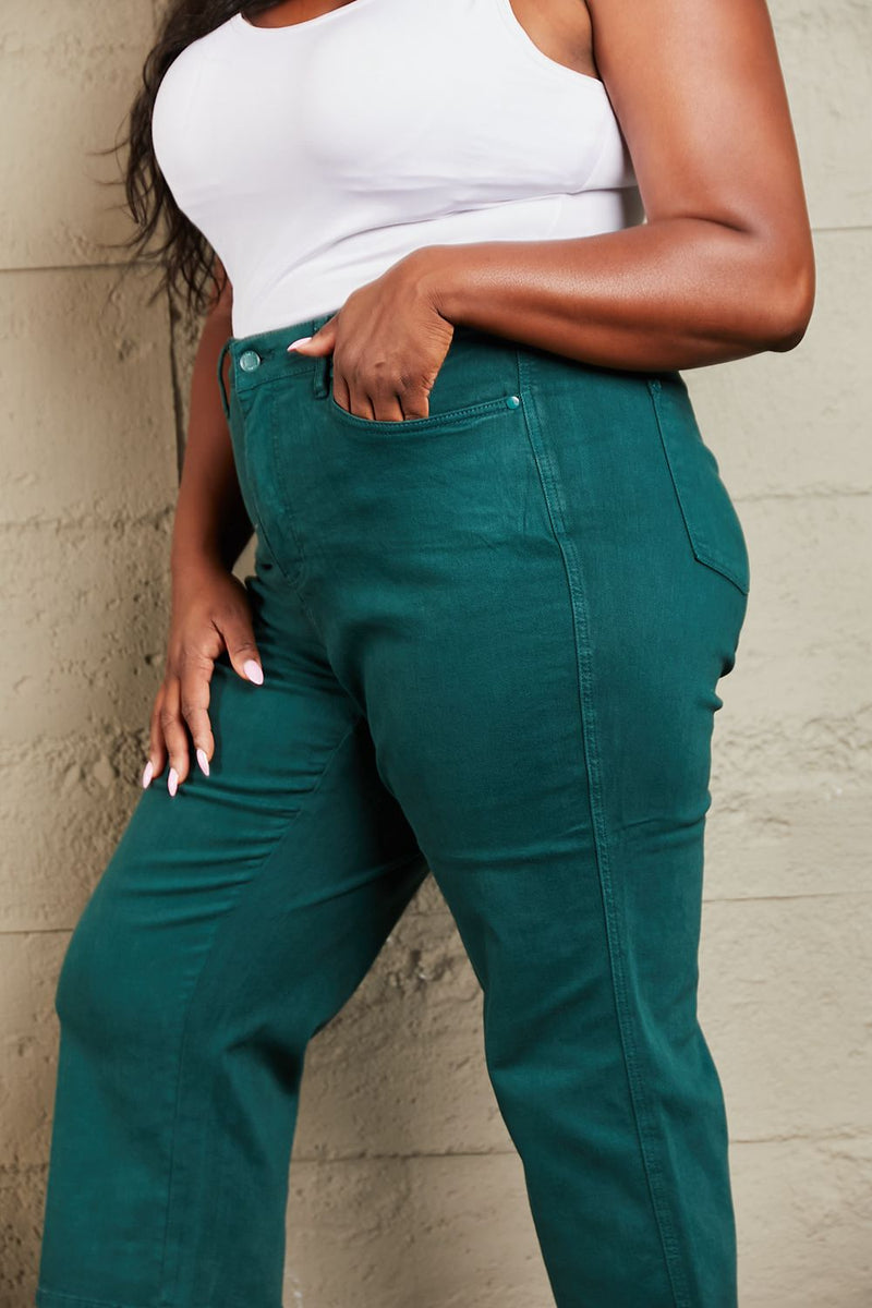 Judy Blue Tummy Control Cropped Wide Leg Jeans