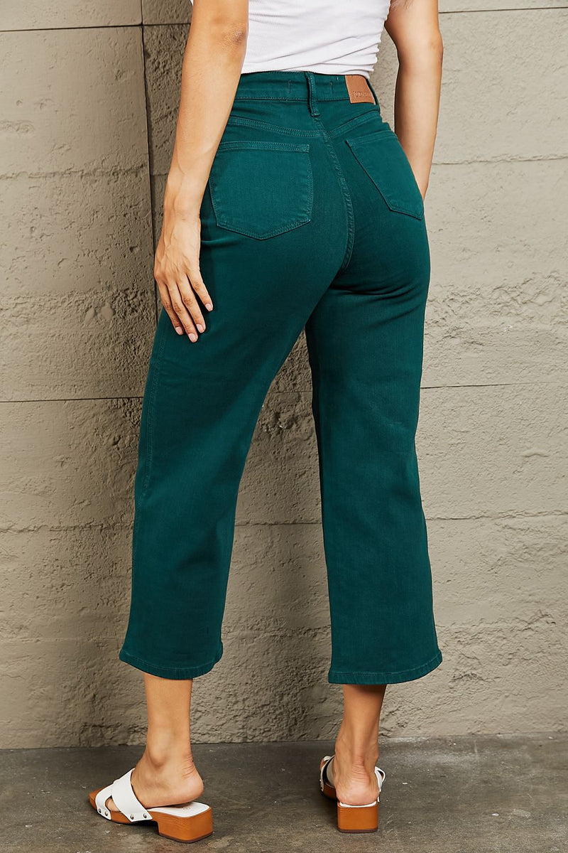 Judy Blue Tummy Control Cropped Wide Leg Jeans