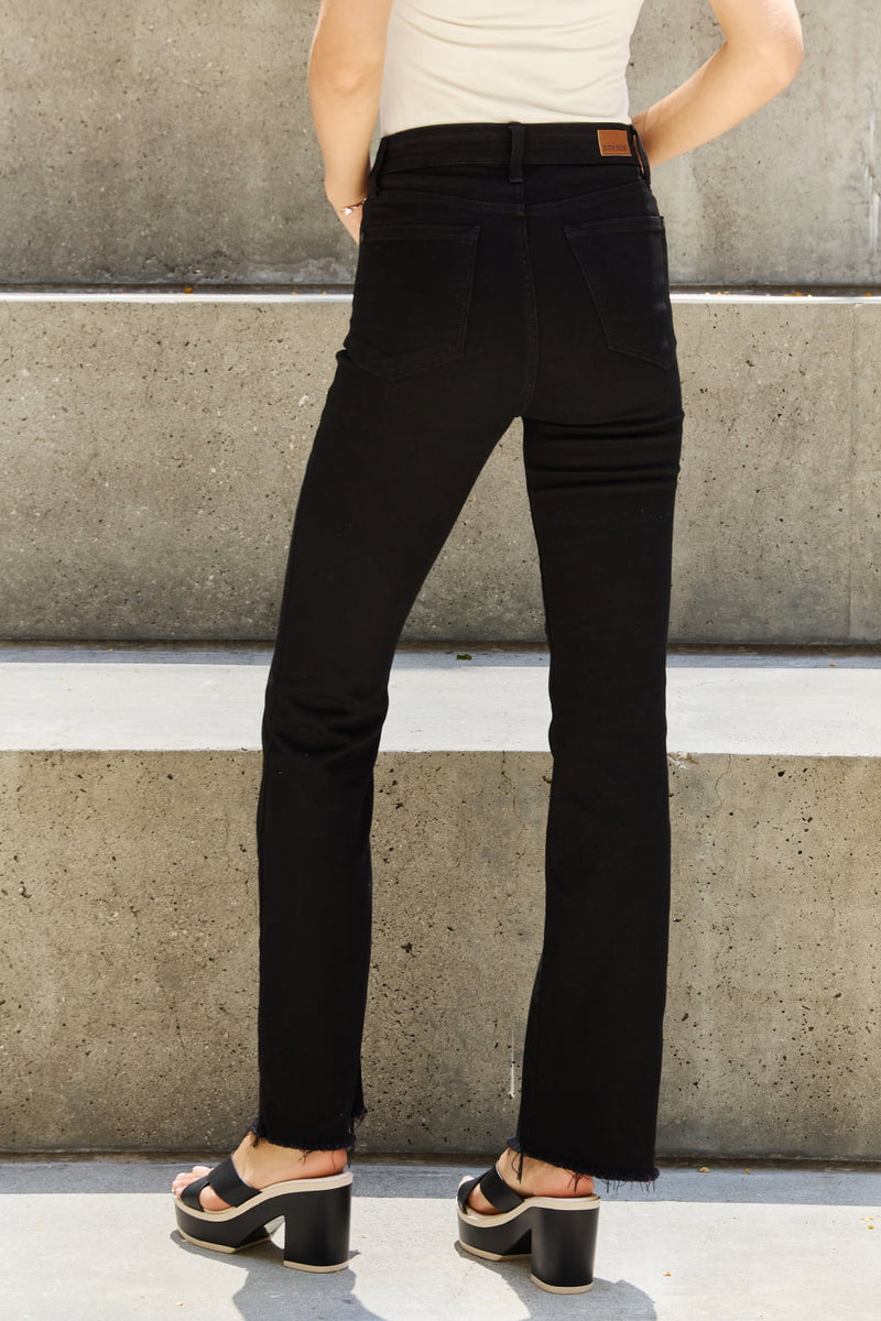 Judy Blue High Waist Button Fly Bootcut Jeans in Black