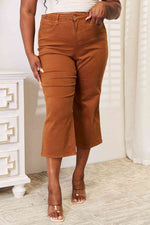 Judy Blue Straight Leg Cropped Jeans in Camel