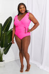 Marina West Swim Ruffle Faux Wrap One-Piece in Pink
