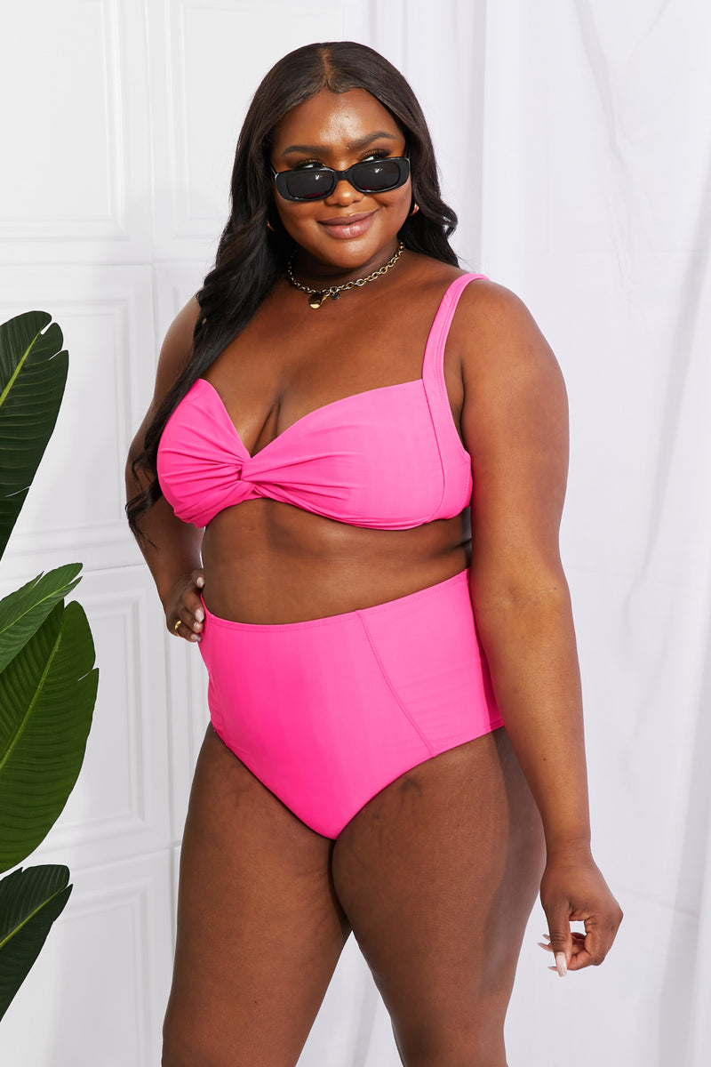 Marina West Swim Twist High-Rise Bikini in Pink