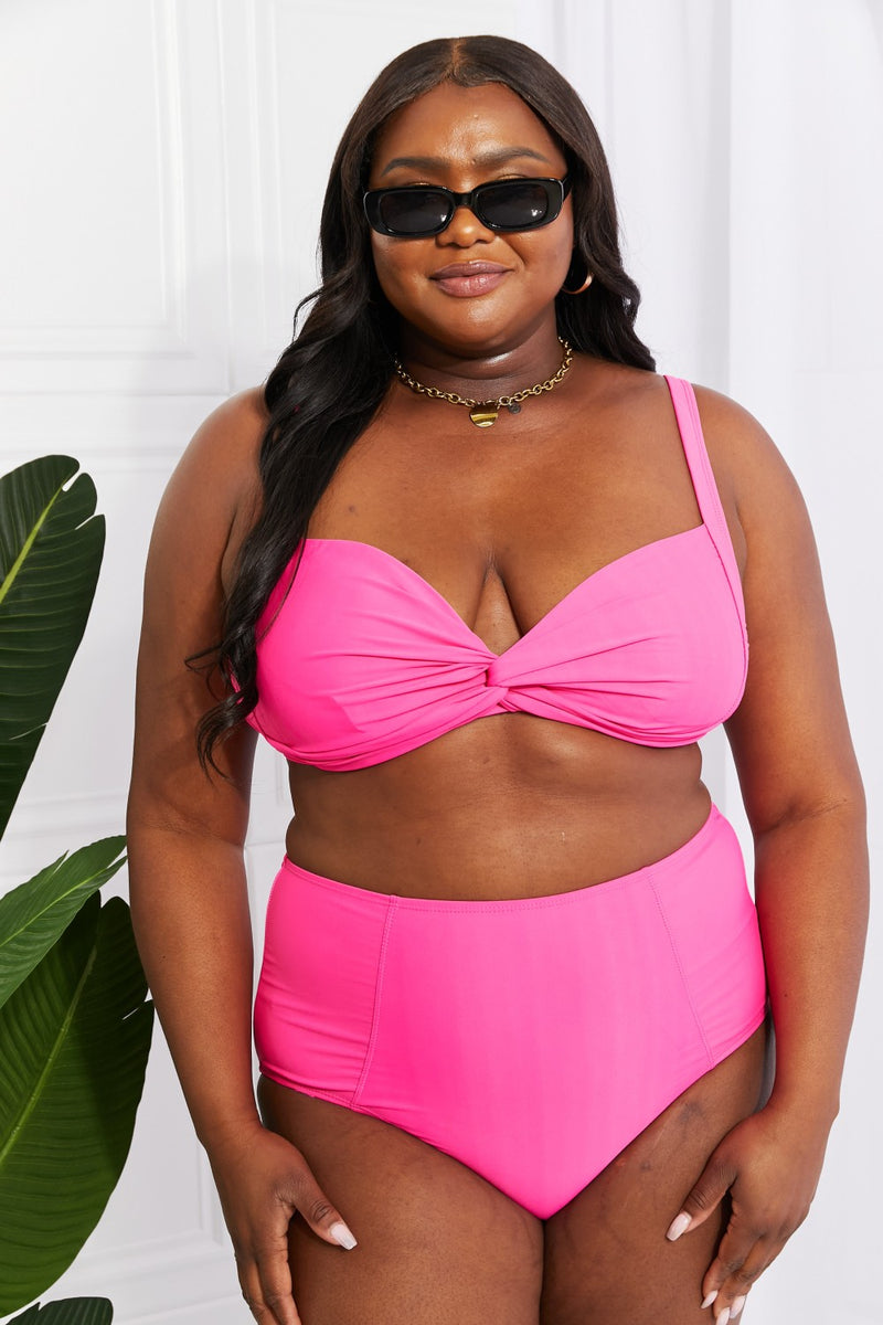 Marina West Swim Twist High-Rise Bikini in Pink