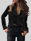 Velvet Button Up Collared Shirt