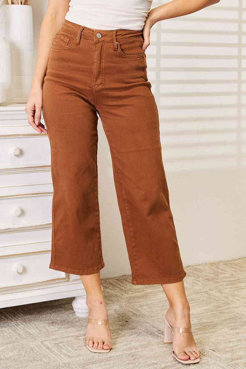 Judy Blue Straight Leg Cropped Jeans in Camel