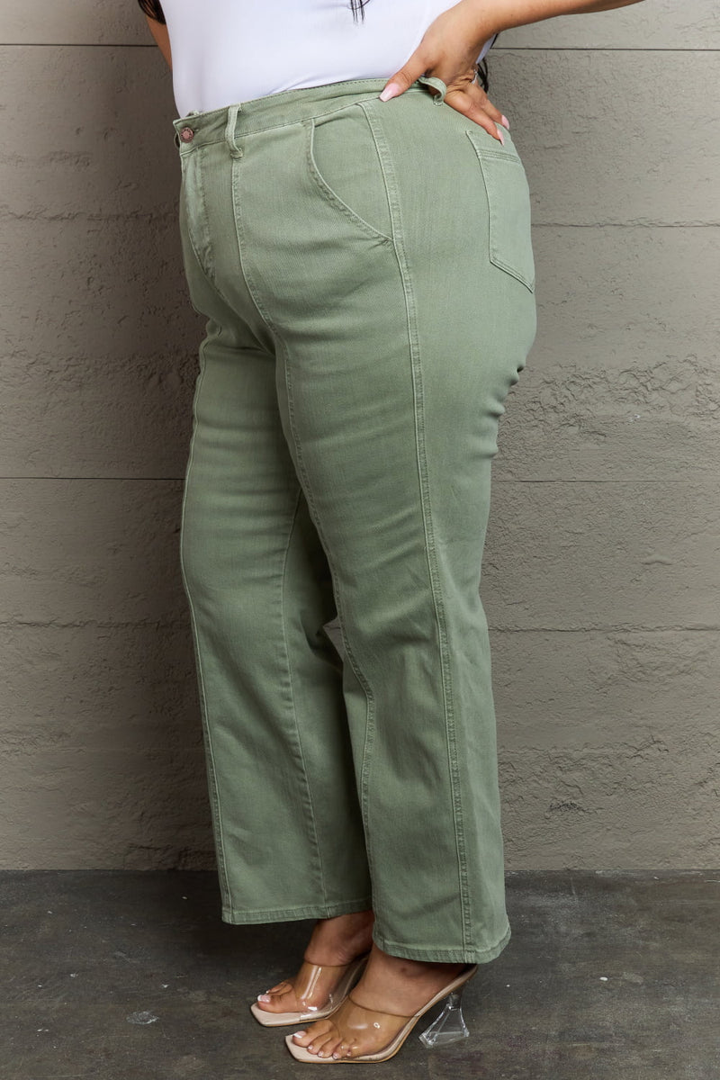 Judy Blue High Waist Straight Fit Jeans in Sage
