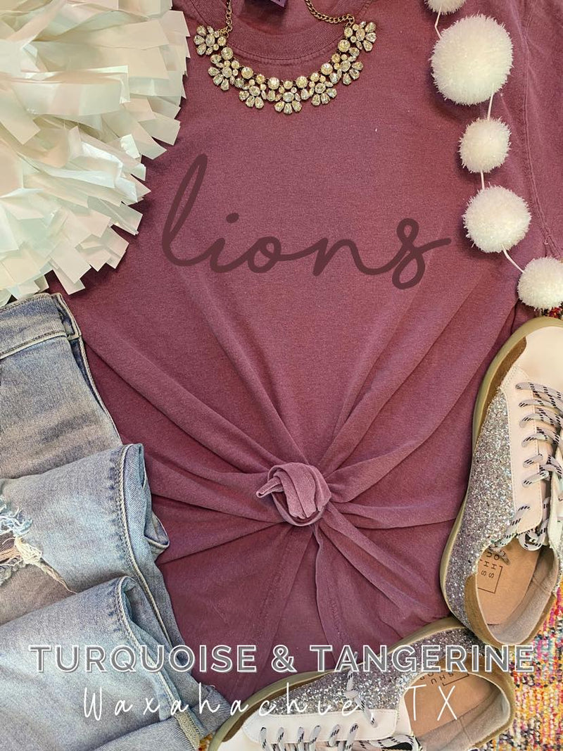 Lions  Comfort Colors Short Sleeve T-Shirt in Maroon