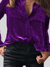 Velvet Button Up Collared Shirt