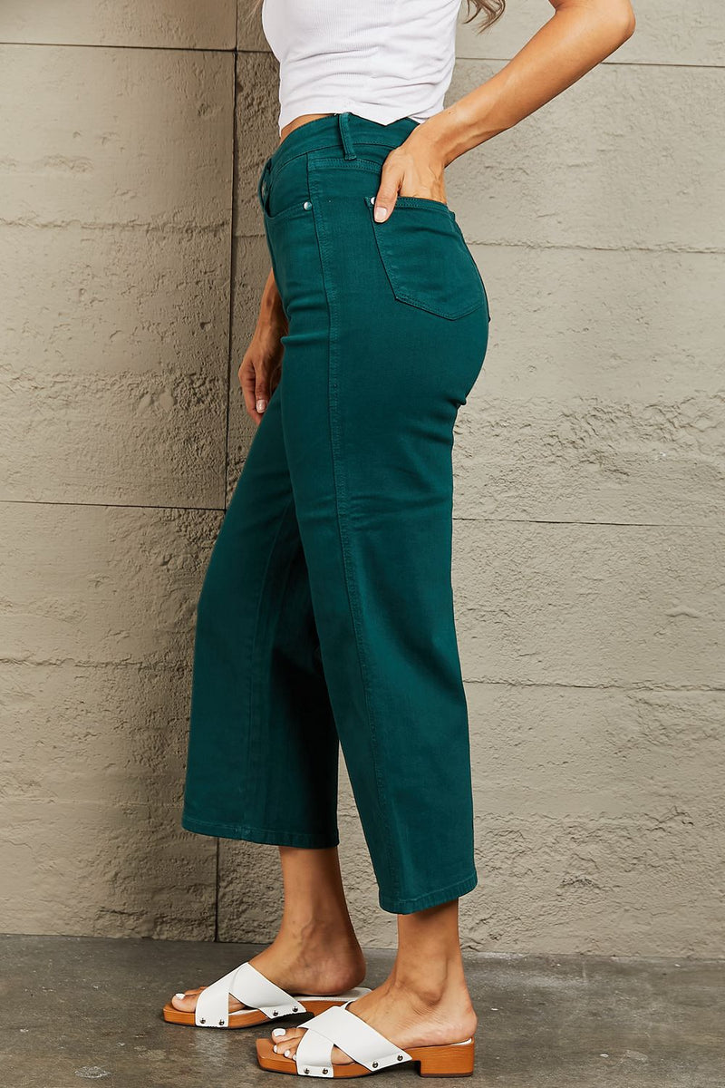 Judy Blue Tummy Control Cropped Wide Leg Jeans