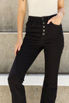 Judy Blue High Waist Button Fly Bootcut Jeans in Black