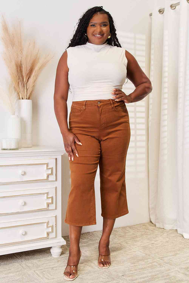 Judy Blue Straight Leg Cropped Jeans in Camel