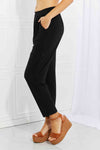 Pleated Stretchy Waist Pants with Side Pockets