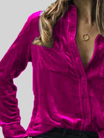 Velvet Button Up Collared Shirt