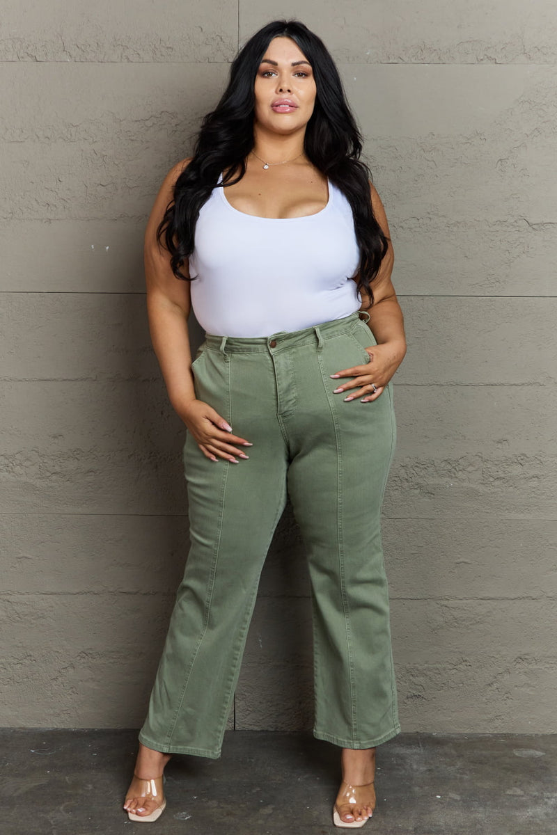 Judy Blue High Waist Straight Fit Jeans in Sage