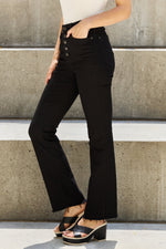 Judy Blue High Waist Button Fly Bootcut Jeans in Black