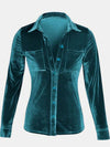 Velvet Button Up Collared Shirt
