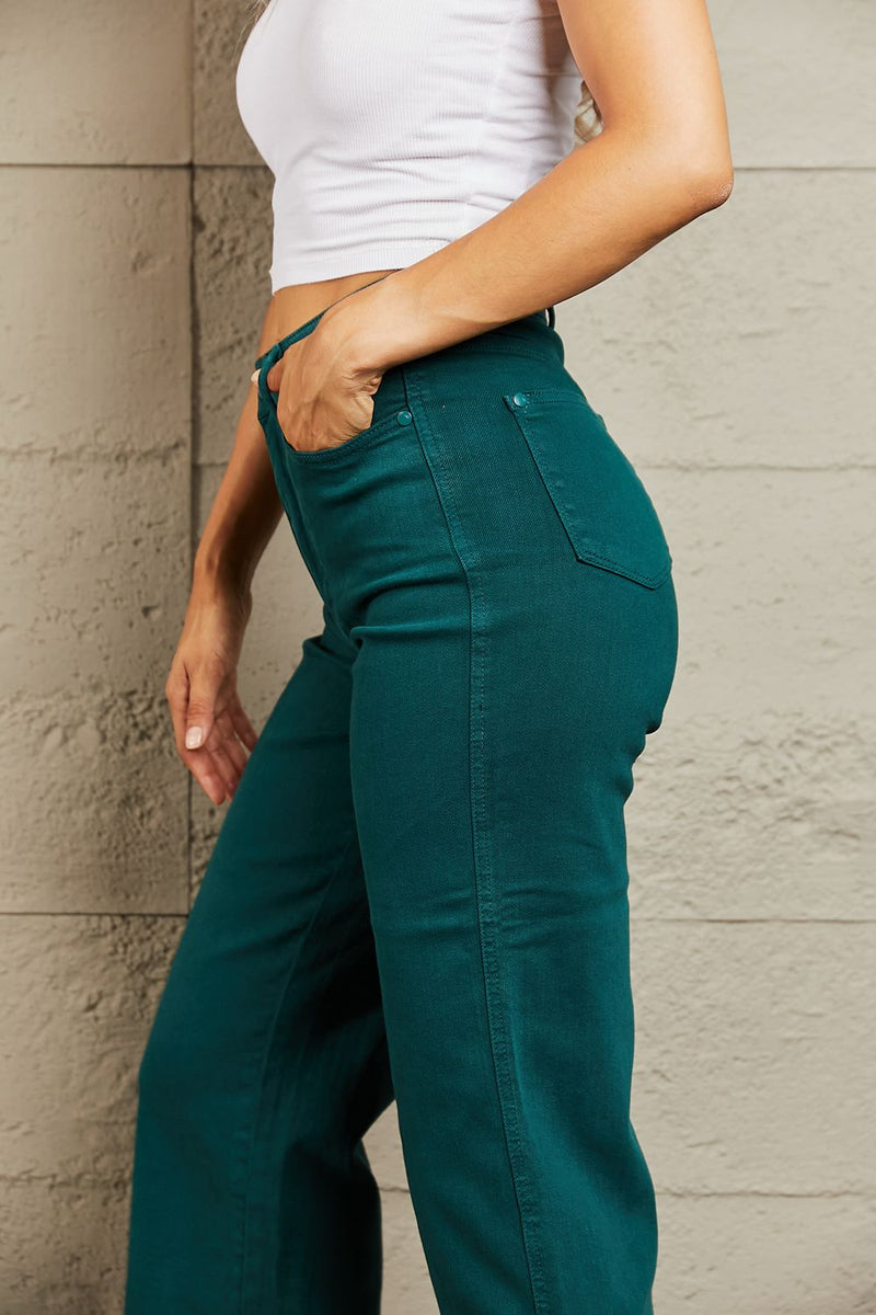 Judy Blue Tummy Control Cropped Wide Leg Jeans
