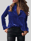 Velvet Button Up Collared Shirt