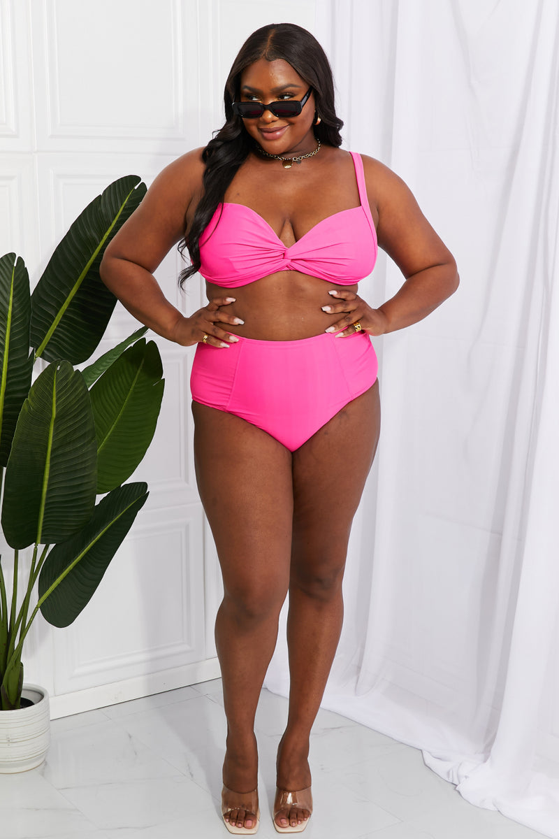 Marina West Swim Twist High-Rise Bikini in Pink