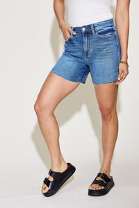 Judy Blue High Waist Raw Hem Denim Shorts