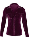 Velvet Button Up Collared Shirt