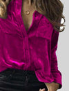 Velvet Button Up Collared Shirt