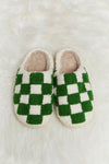Checkered Print Plush Slide Slippers