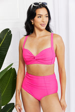 Marina West Swim Twist High-Rise Bikini in Pink