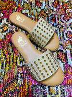 Nude Gold Stud Sandals