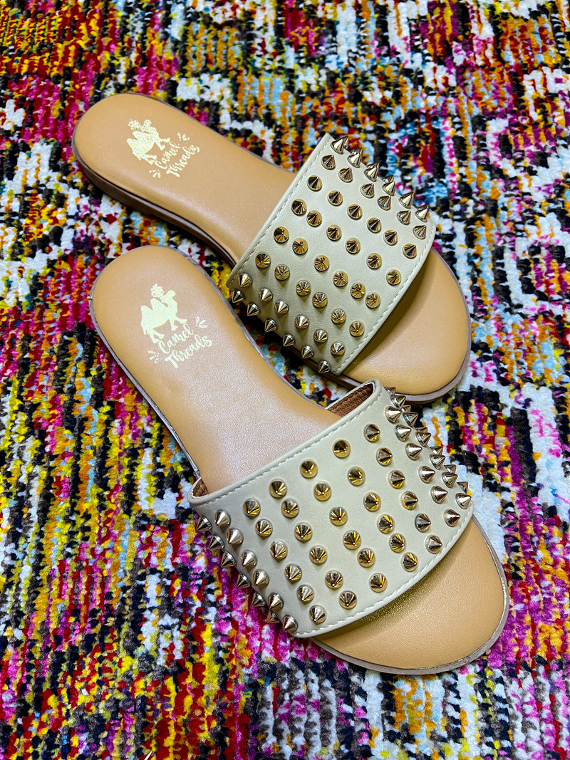 Nude Gold Stud Sandals