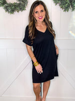 V-Neck Dress in Black STEAL