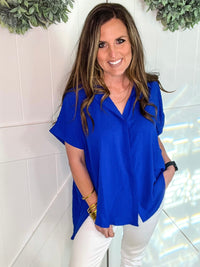 High Low Button Up Blouse