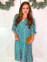 Green Rose Print Maxi Dress PREORDER
