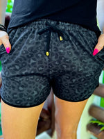 Black Leopard Athletic Shorts