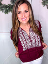 Maroon Embroidered Top