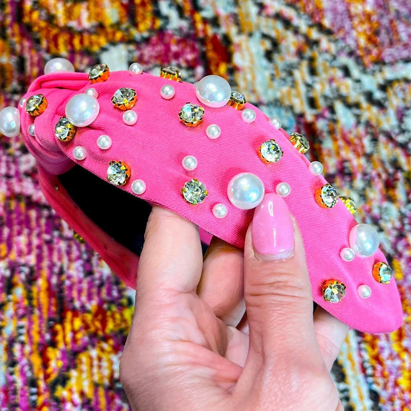 Rhinestone and Pearl Topknot Headband