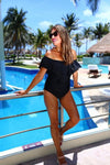 Black Ruffle One Piece Swimsuit
