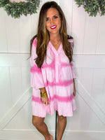 Pink Guaze Button Up Dress