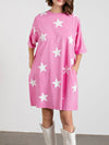Star T-Shirt Dress in Pink